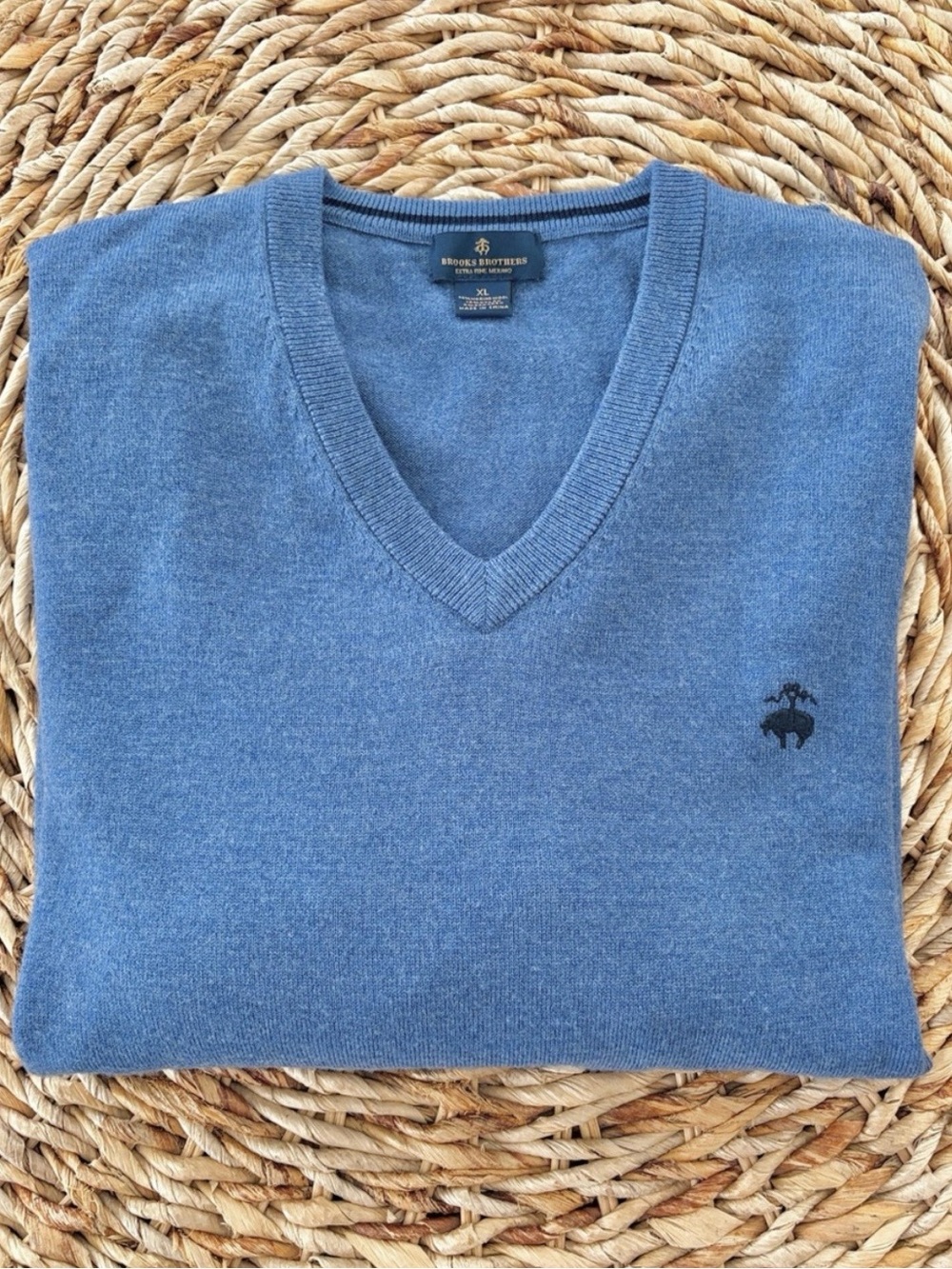 Brooks Brothers Extra Fine Merino Wool V-Neck Sweater